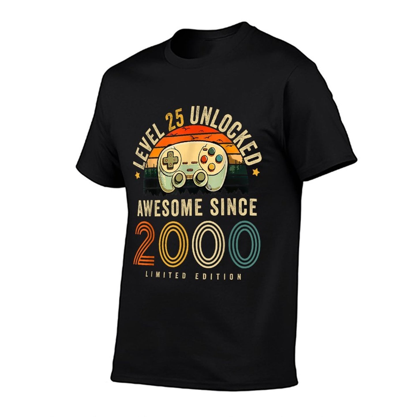 25 Year Old 2000 Level 25 Unlocked 25th Birthday Men Boys Polyester Blend T-Shirt