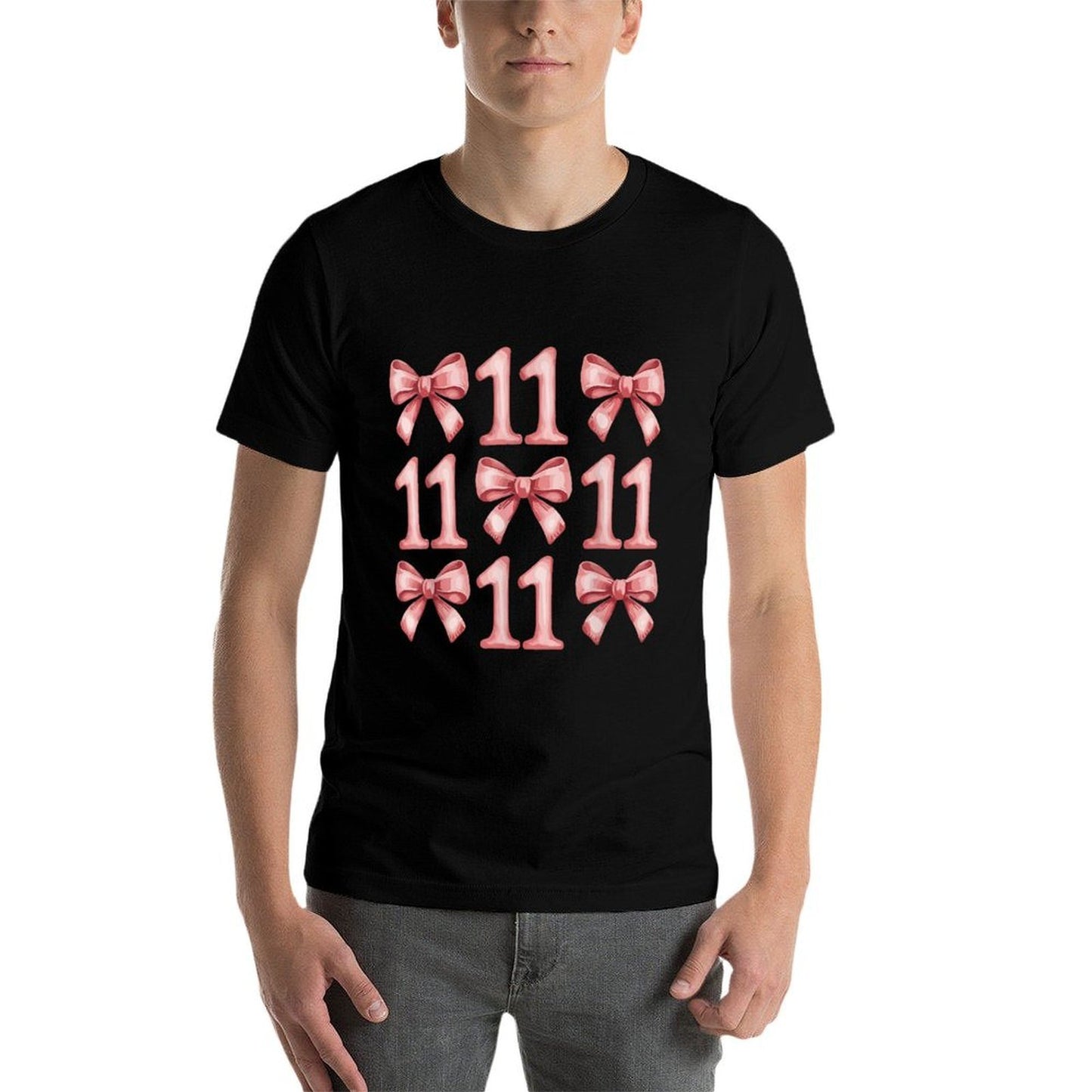11 Years Old Birthday Girl Coquette Pink Bow Aesthetic Eco-friendly Material T-Shirt