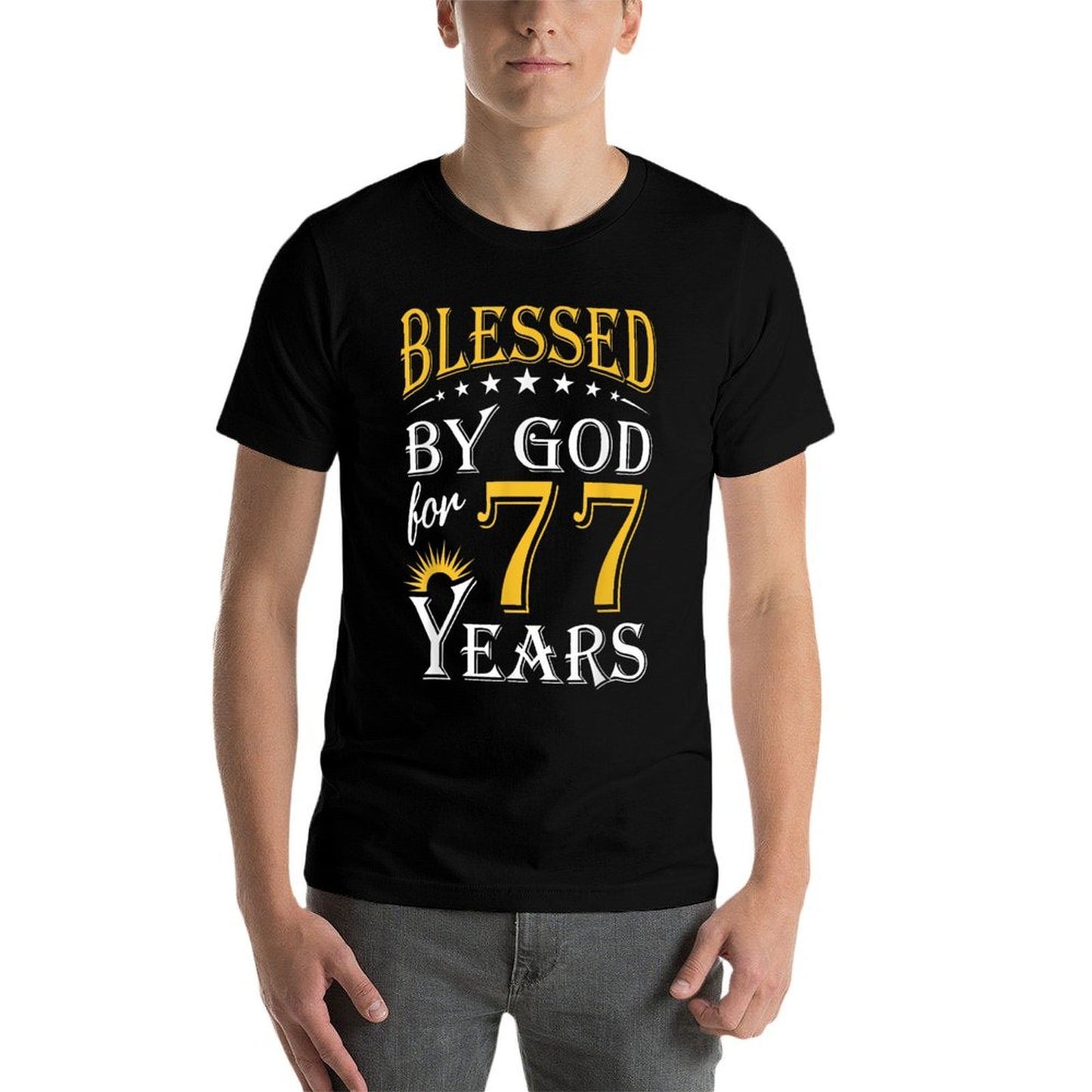 Vintage Blessed by God for 77 Years Happy 77th Birthday Easy-care T-Shirt