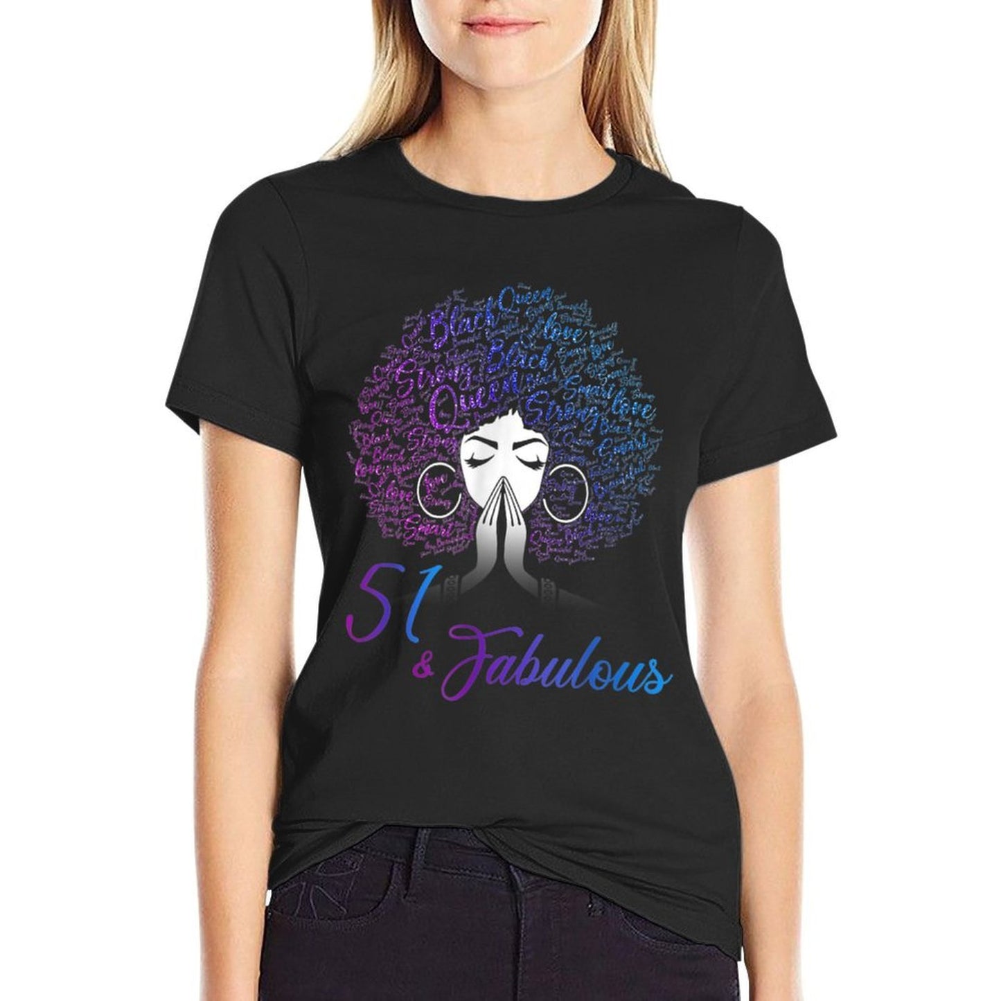 50 Fabulous Afro Hair Black Women 50th Birthday Polyester Blend T-Shirt