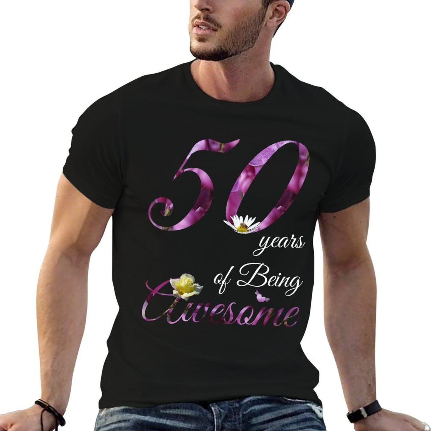 50 Year Old Awesome Floral 1973 50th Birthday Gift Wrinkle-resistant T-Shirt