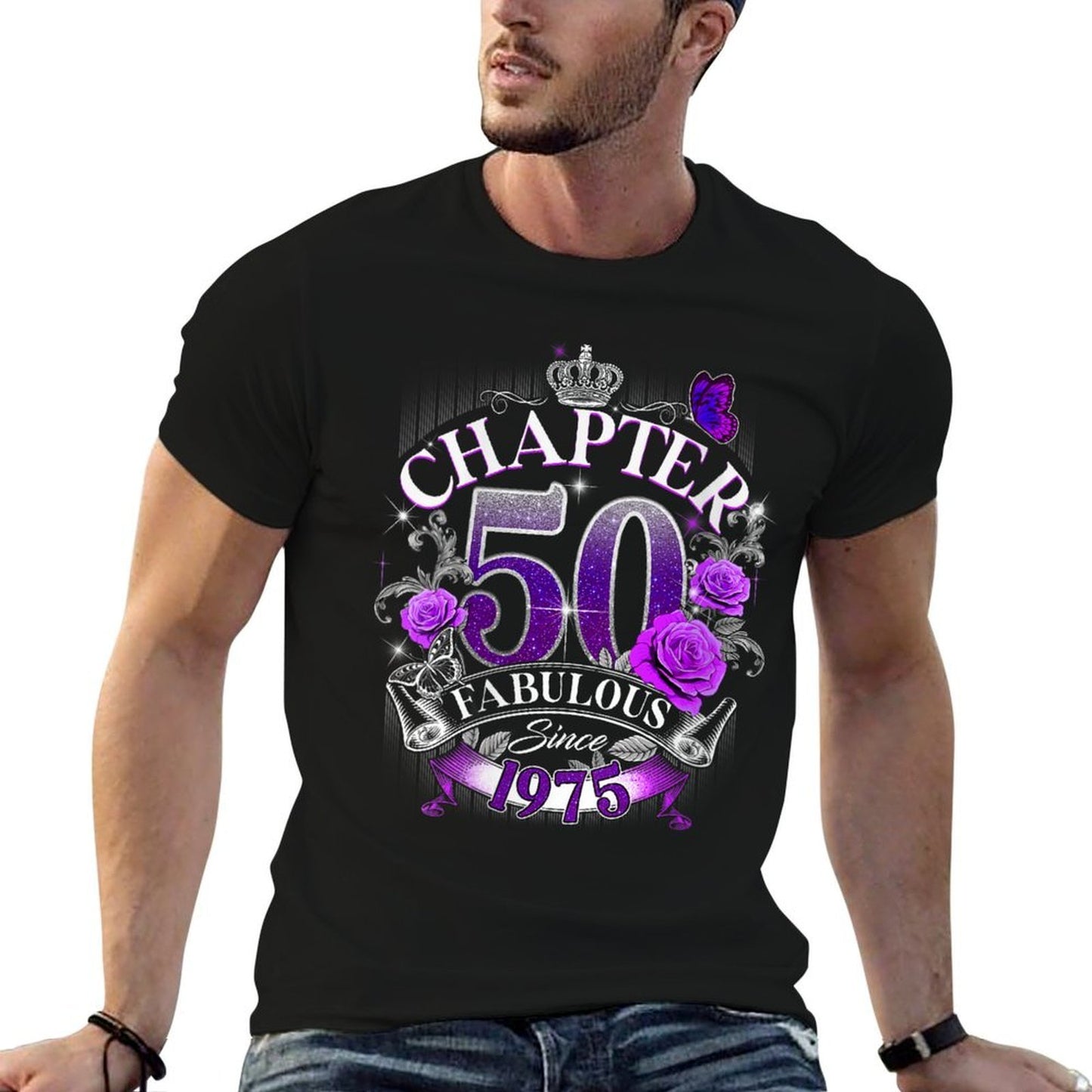 Womens Womens Chapter 50 Fabulous Since 1975 50th Birthday Design Polyester Blend T-Shirt