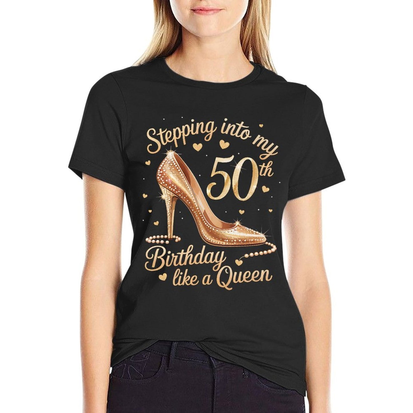 50 Year Old Gifts High Heels Stepping Into My 50th Birthday Premium Relaxed-fit T-Shirt