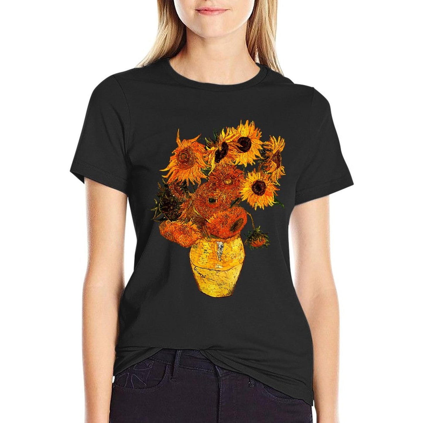 Van Gogh Sunflowers Vintage Yellow Flowers Art Painting Odor-resistant T-Shirt