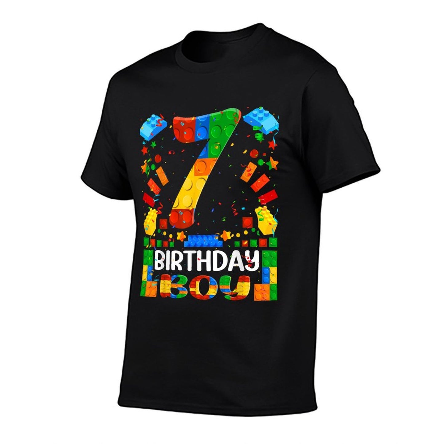 7 Year Old Building Blocks 7th Birthday Boy Brick Builder Wrinkle-resistant T-Shirt