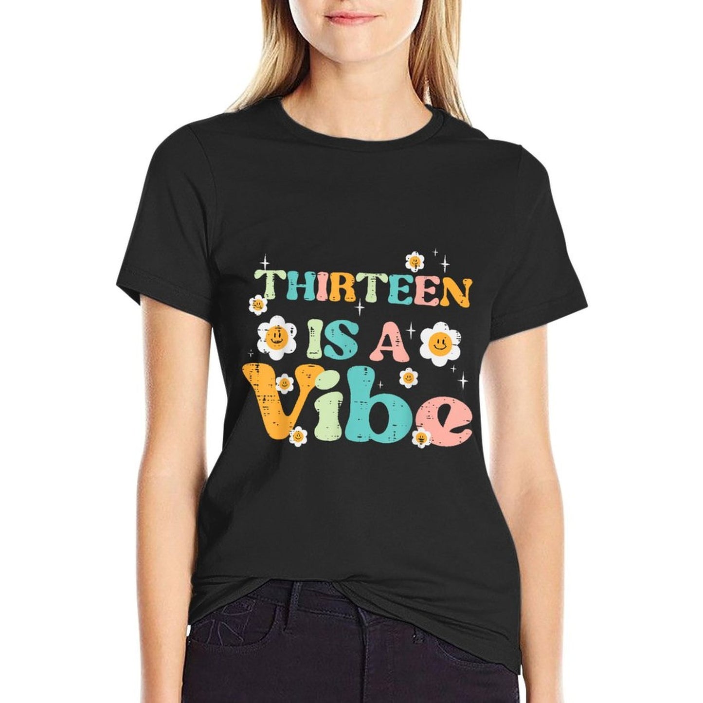 13th Birthday Thirteen Is Vibe Retro 13 Bday Groovy Girls Eco-friendly Material T-Shirt