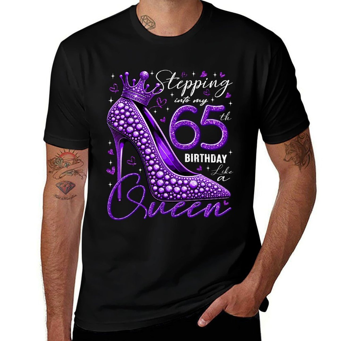 65 Year Old Gifts High Heels Stepping Into My 65th Birthday Tagless Design T-Shirt