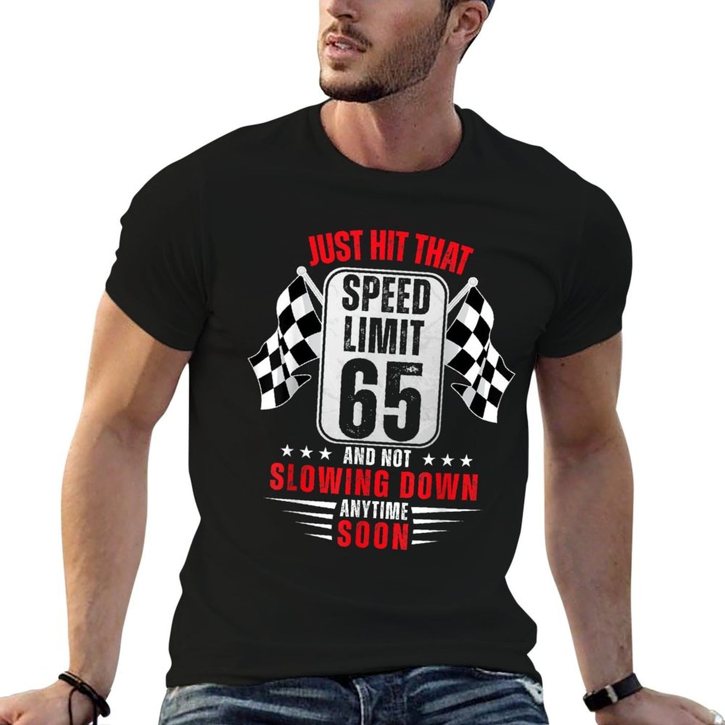 65th Birthday Speed Limit Sign 65 Years Old Funny Racing Wrinkle-resistant T-Shirt