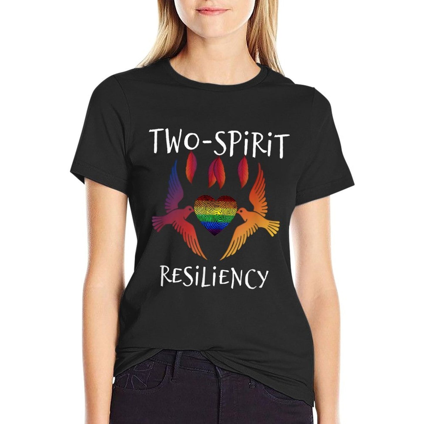 Two-Spirit Resiliency Indigenous Native American LGBTQ Pride Polyester Blend T-Shirt