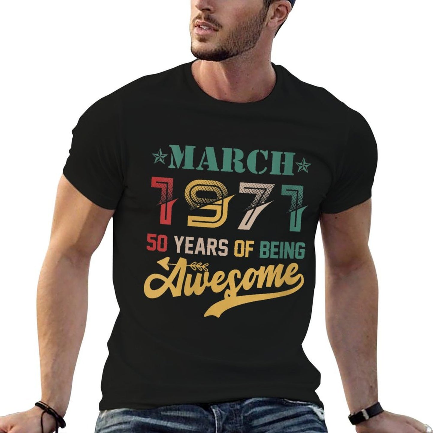 Womens Vintage March 1971 Awesome 50 Years Old 50th Birthday Trendy Pattern T-Shirt
