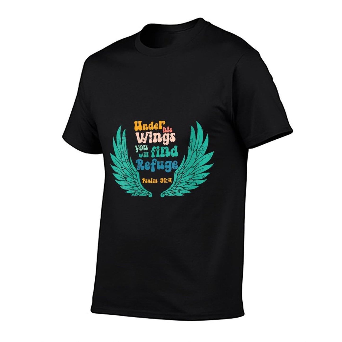 Womens Under His Wings You Will Find Refuge, Psalm 914 Christian Polyester Blend T-Shirt