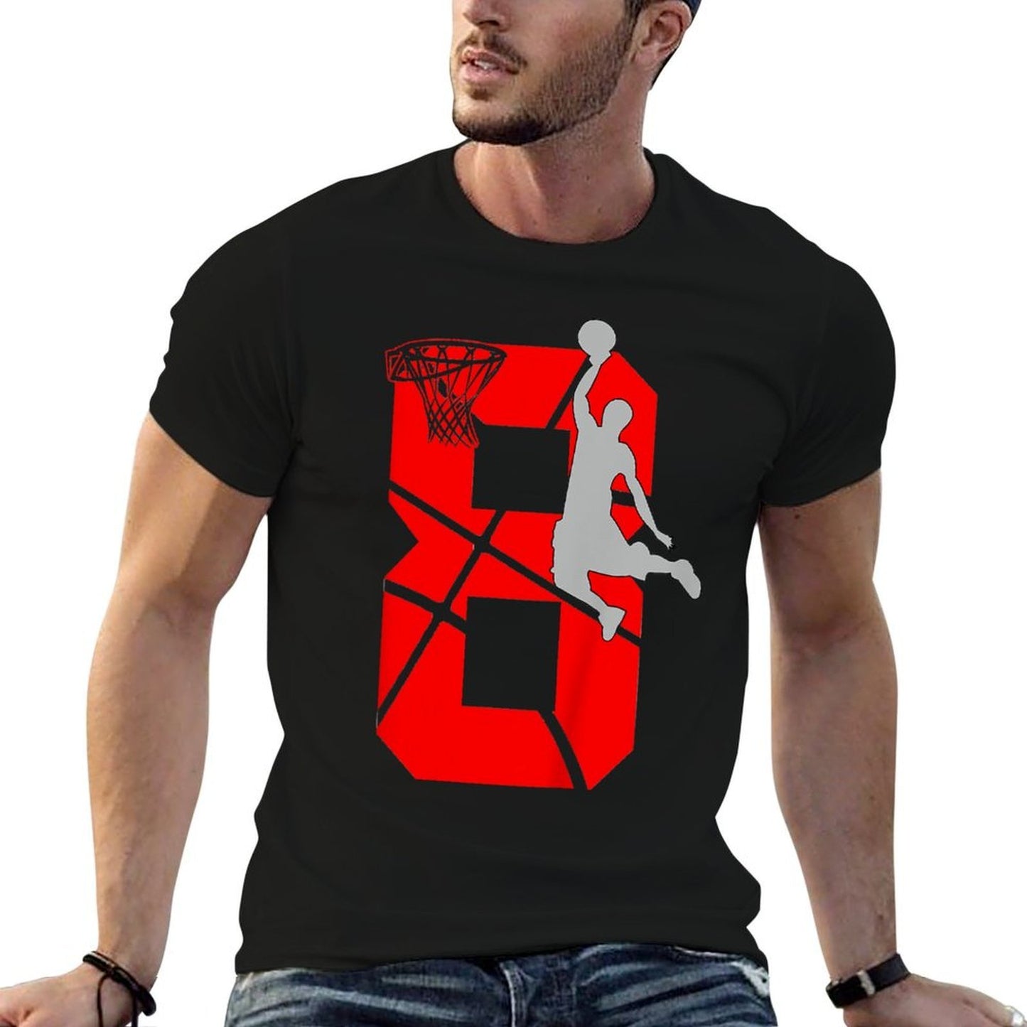 8 Year Old 8th Basketball Birthday PartyTheme Boys Girls Summer-ready Fabric T-Shirt
