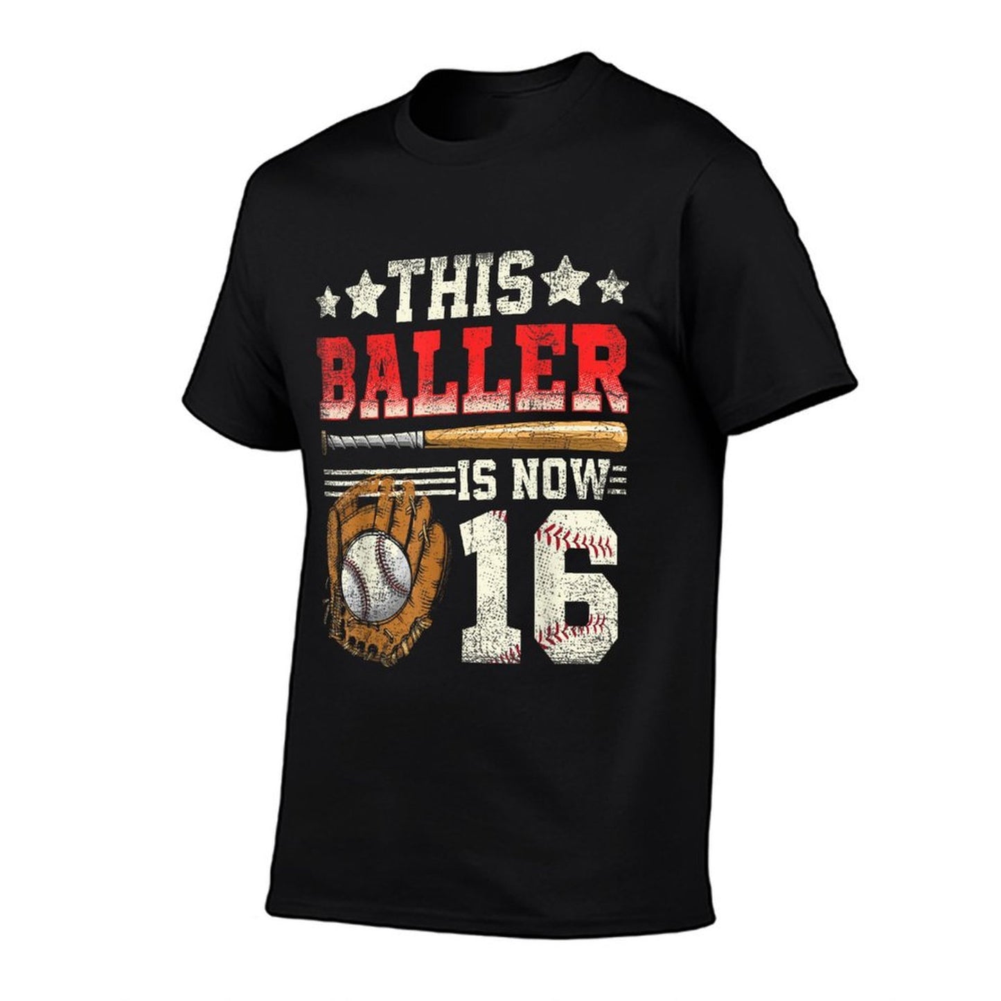 16th Birthday Boys Baseball 16 Year Old Birthday Ribbed Collar T-Shirt