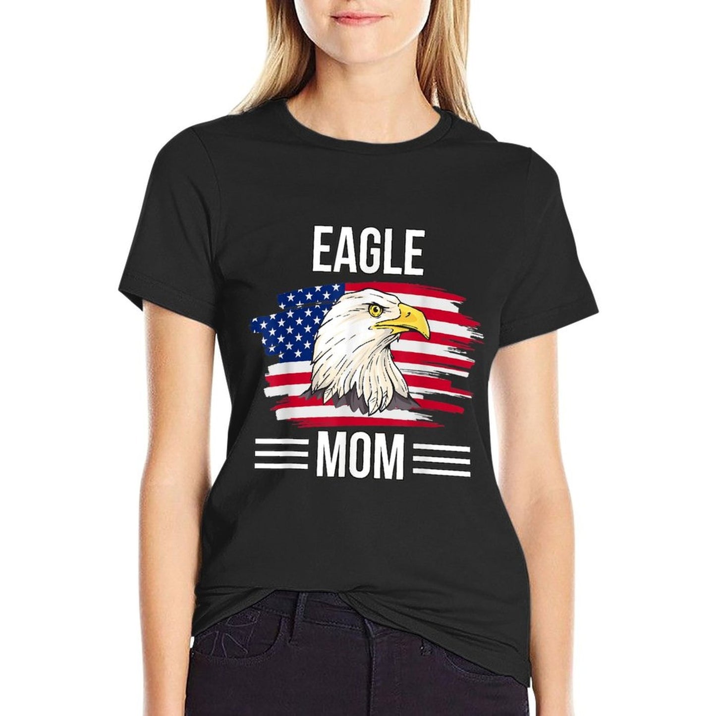 USA 4th Of July Mothers Day Merica Eagle Mom Summer-ready Fabric T-Shirt