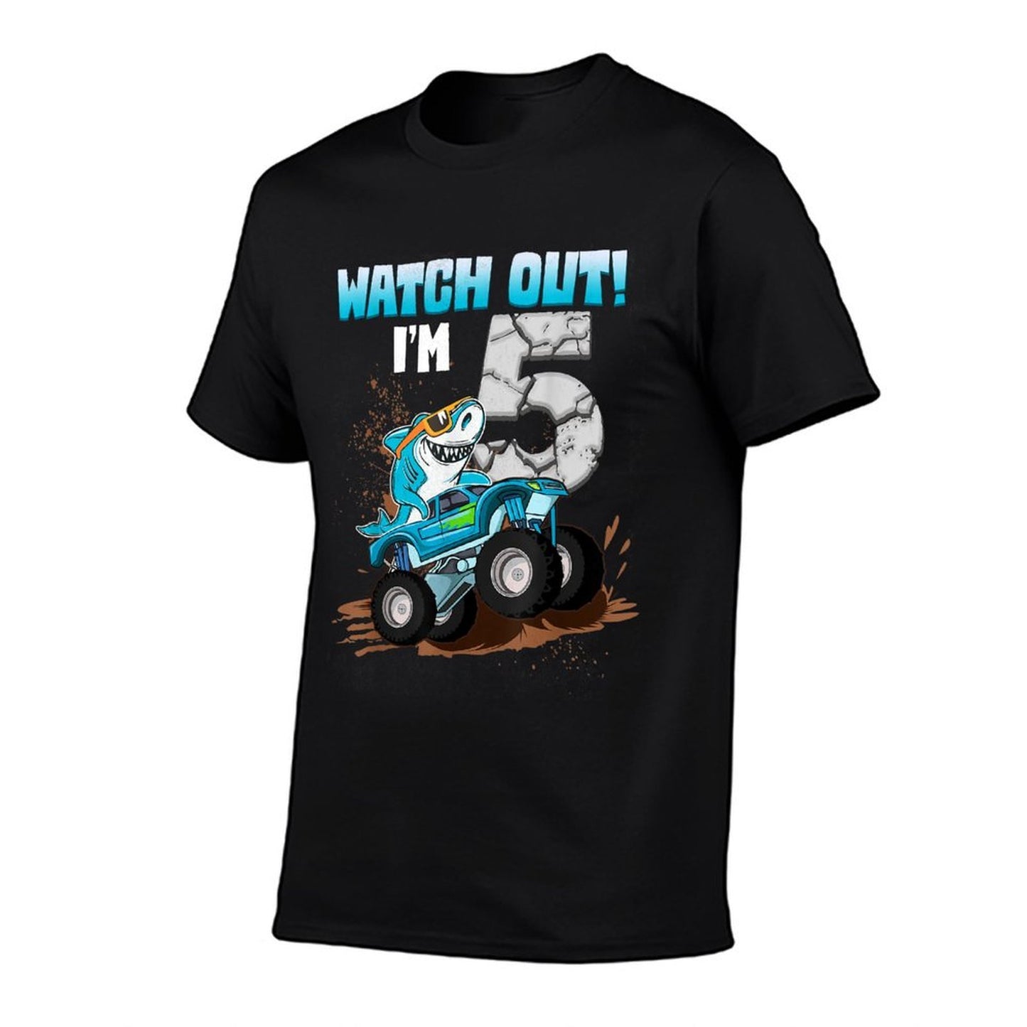 5 Years Old 5th Birthday Shark Boy Girl Monster Truck Gamer Summer-ready Fabric T-Shirt