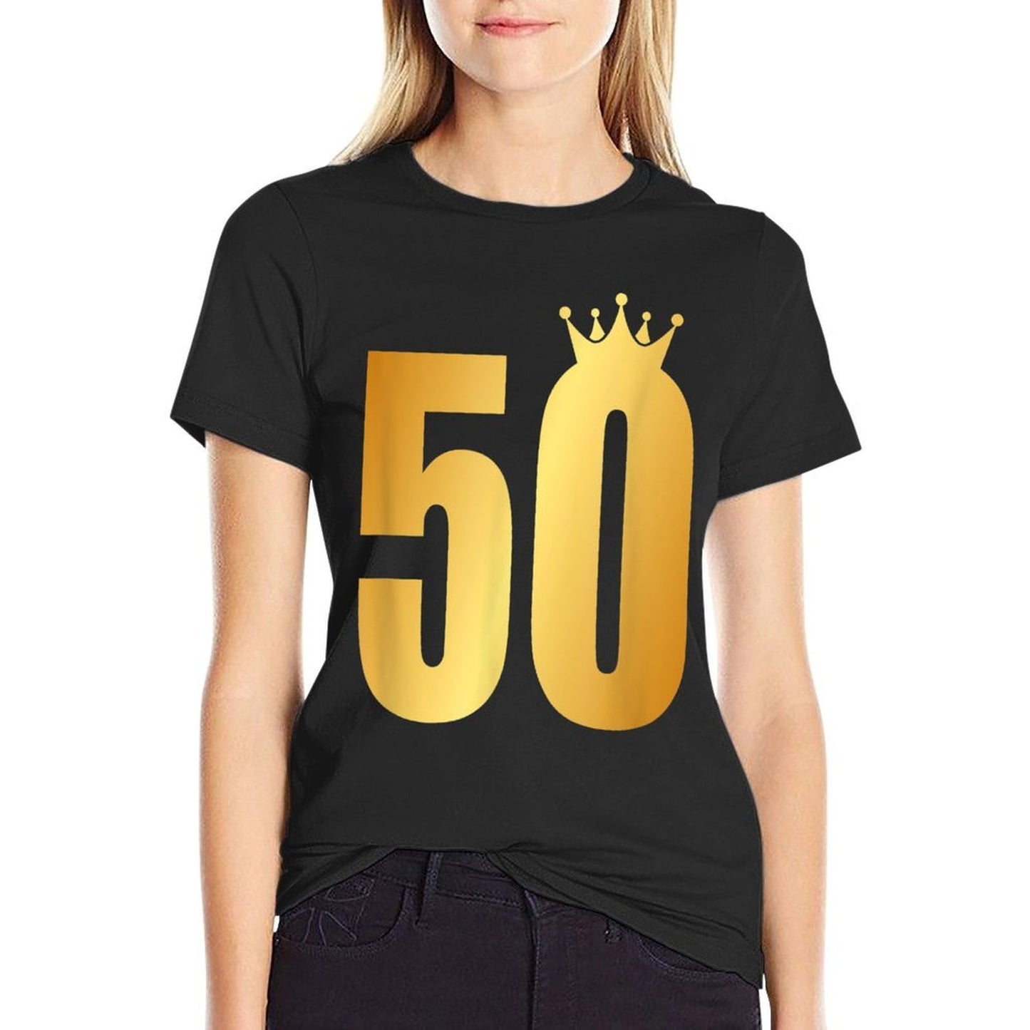 50th Birthday King Queen Crown Polyester Blend T-Shirt