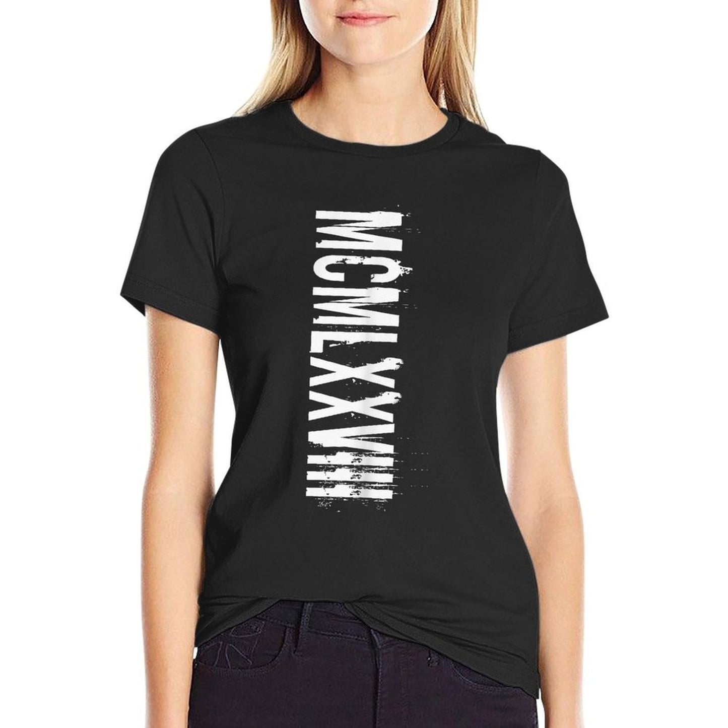 40th Birthday T-shirt, Year 1978 in Roman Numerals Ribbed Collar T-Shirt