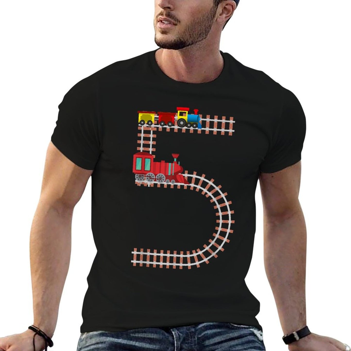 5th Birthday Train Railroad Themed Fun 5 Years Old Boy Train Quick-drying T-Shirt