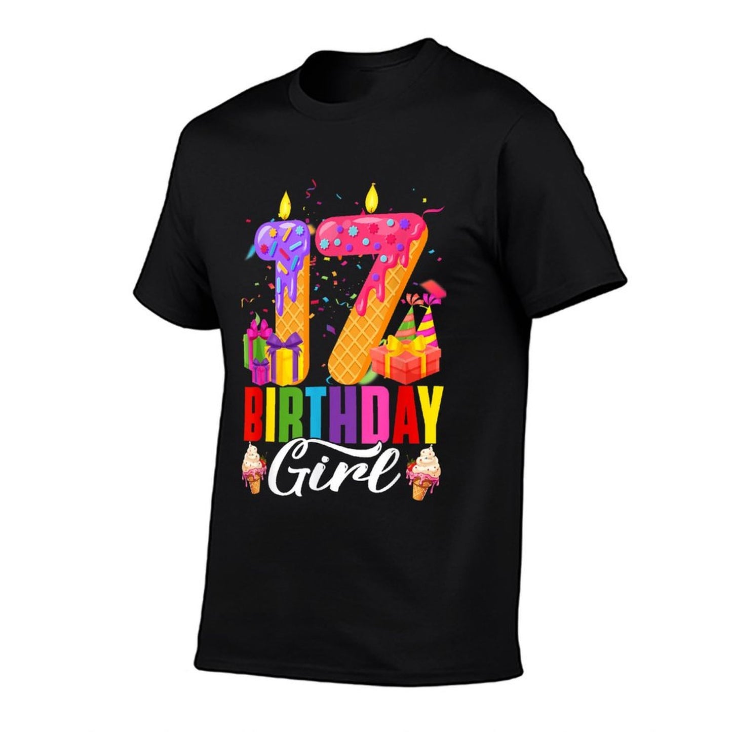 17th Birthday 17 Year Old Girls Ice Cream Party Family Oversized Silhouette T-Shirt