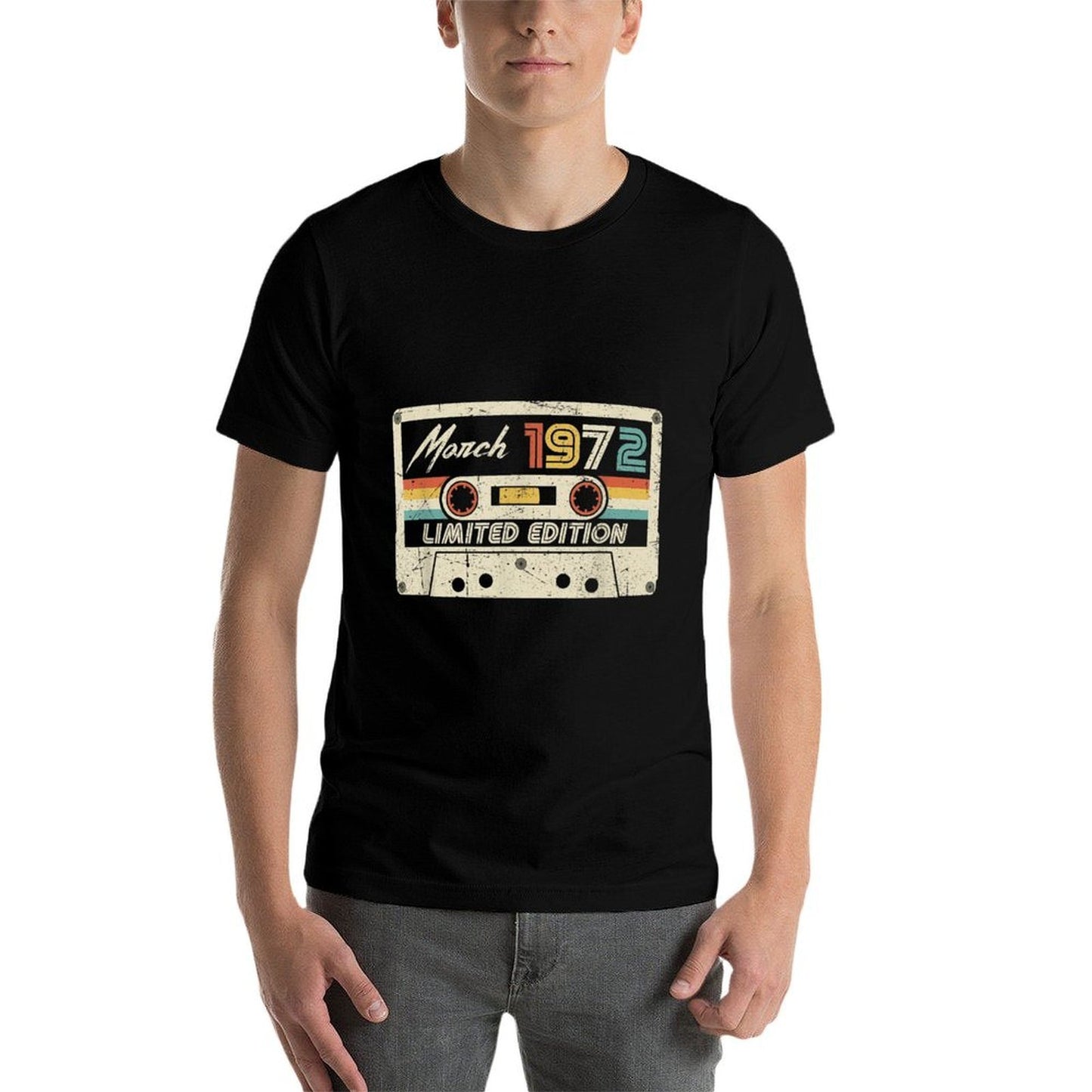 Vintage March 1972 50th Birthday Retro Cassette Tape Eco-friendly Material T-Shirt