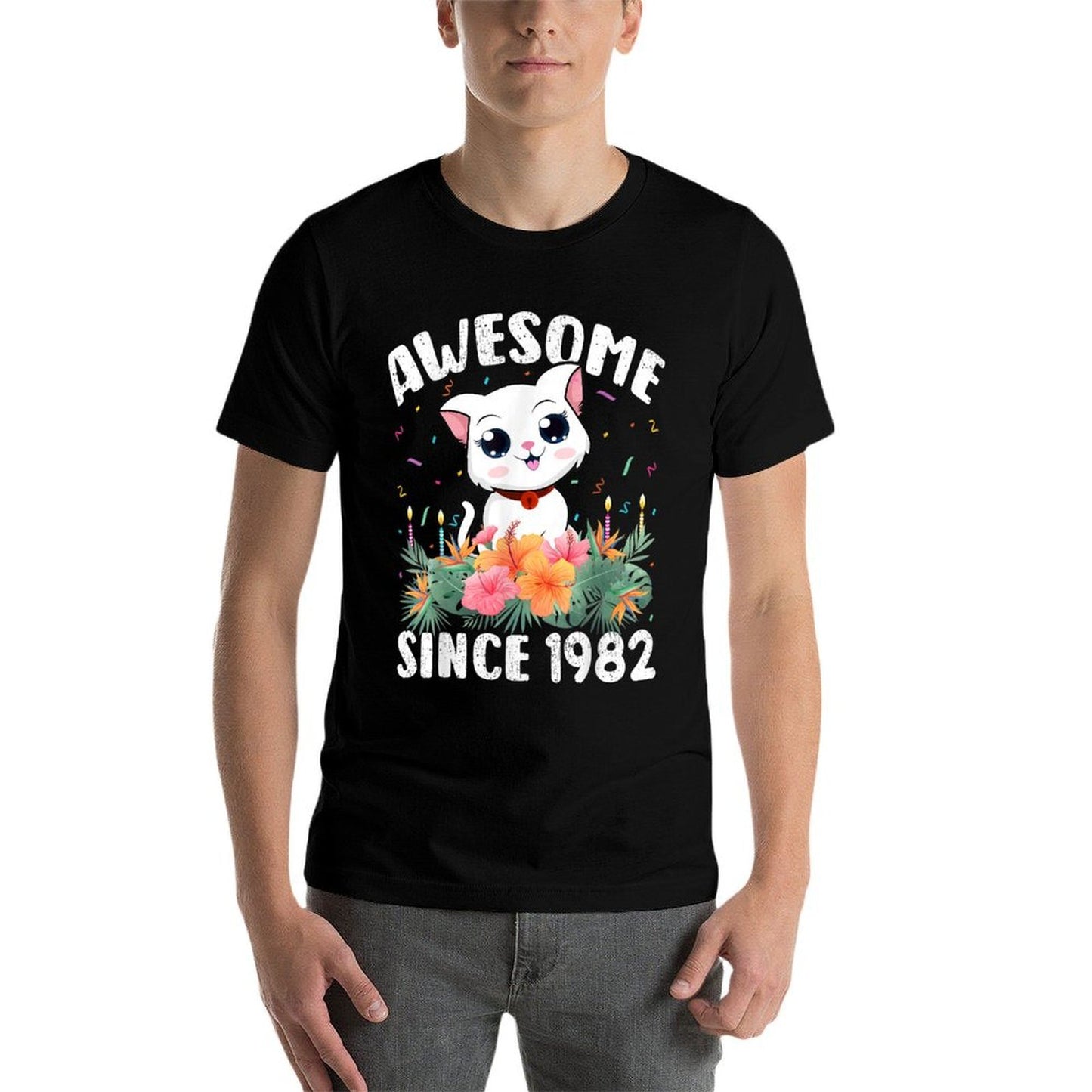 40 Years Old Cat Lover Awesome Since 1982 40th Birthday Lightweight T-Shirt