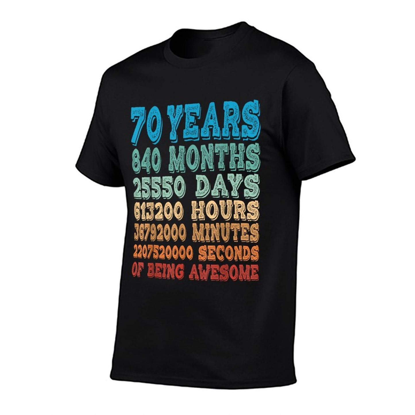 70 Years, Months, Days, Hours Of Being Awesome 70th Birthday Relaxed-fit T-Shirt