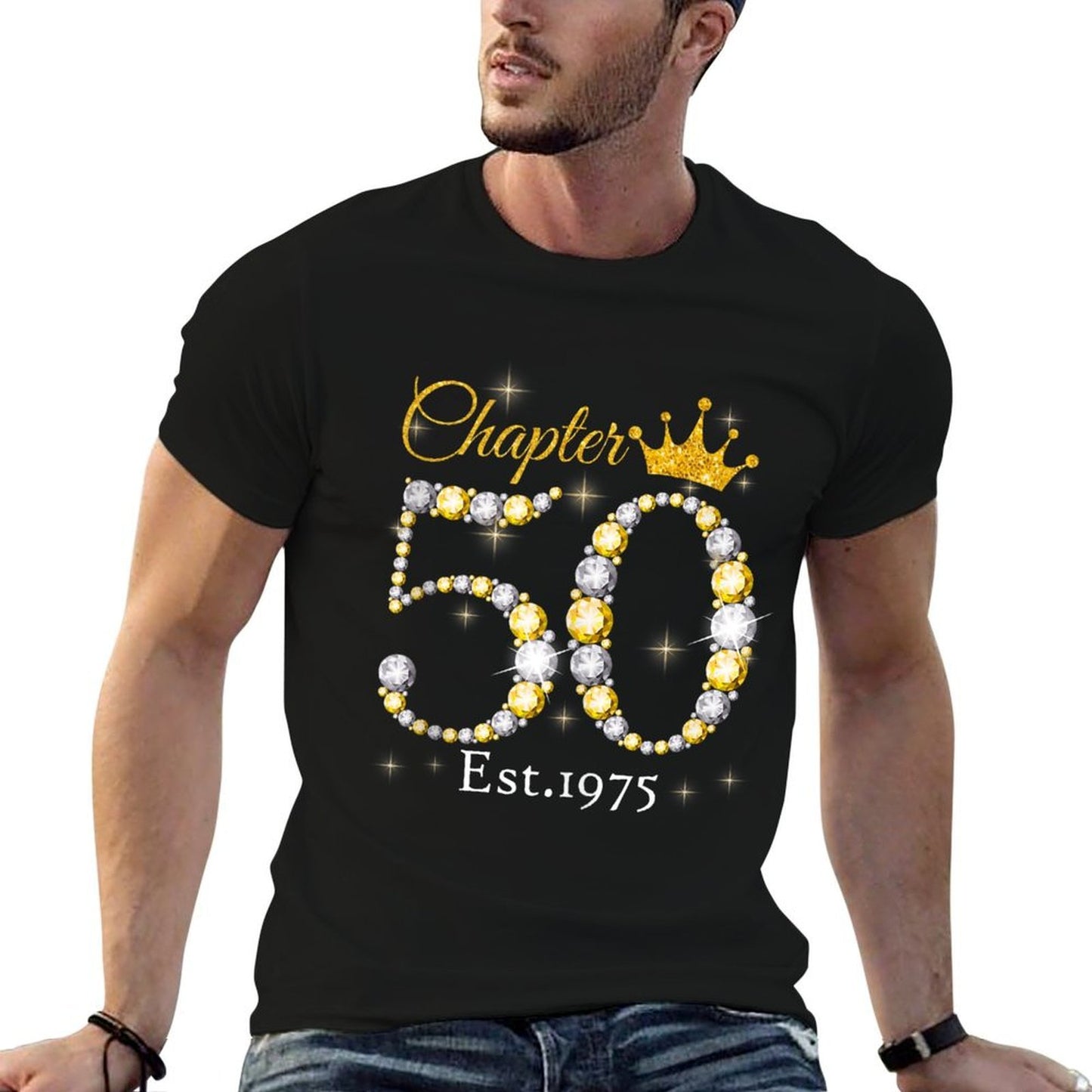Womens Chapter 50 EST 1975 50 Years Old 50th Birthday Queen Moisture-wicking T-Shirt