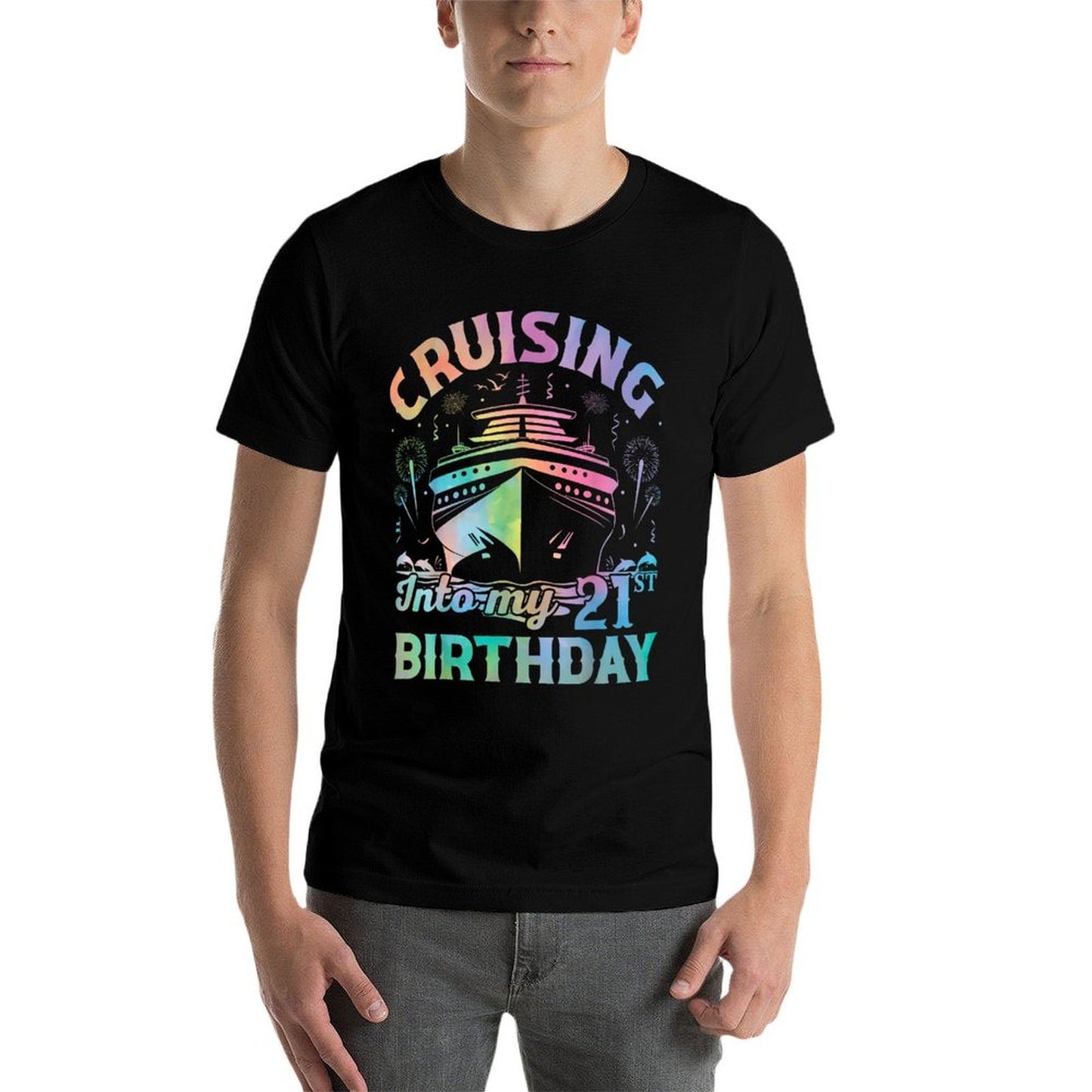 21 Year Old Birthday Tie Dye Cruising Into My 21st Birthday Lightweight T-Shirt