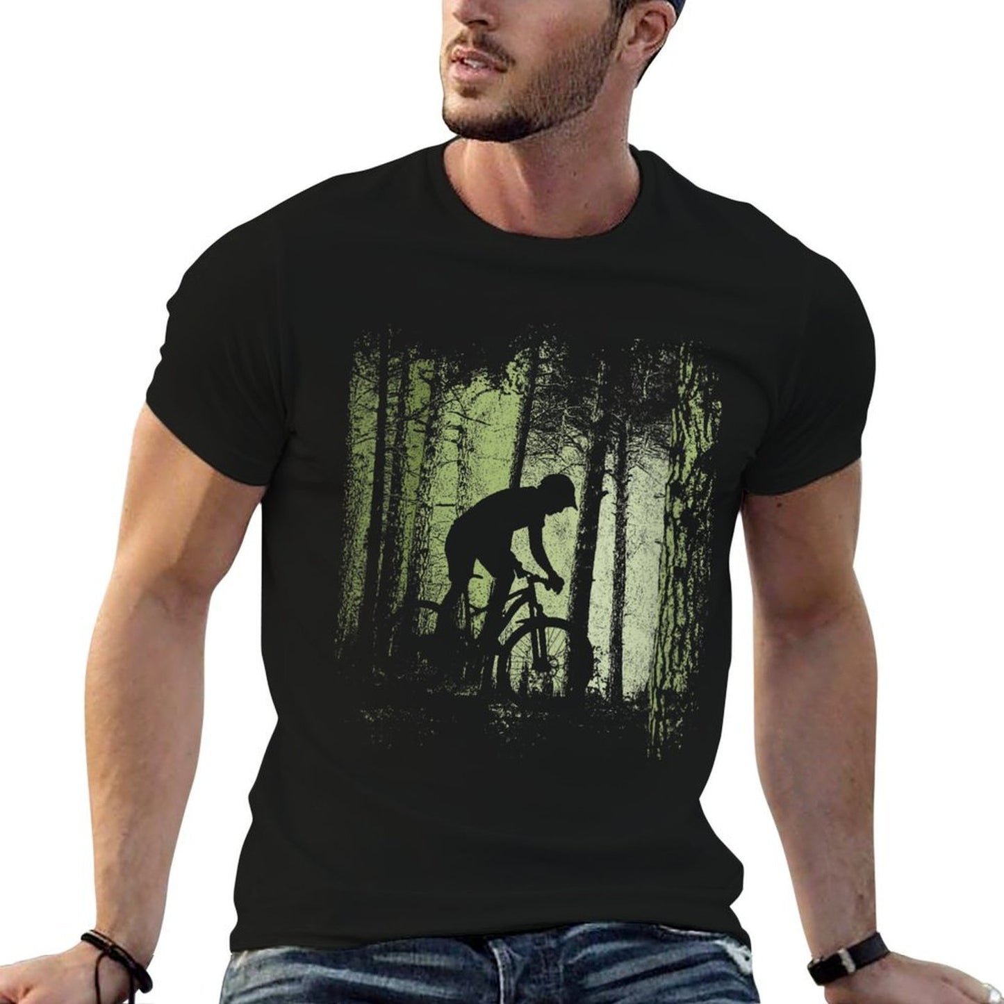 Womens Twilight Forest Trail Bike Cyclist Offroad Downhill MTB Heathered Texture T-Shirt