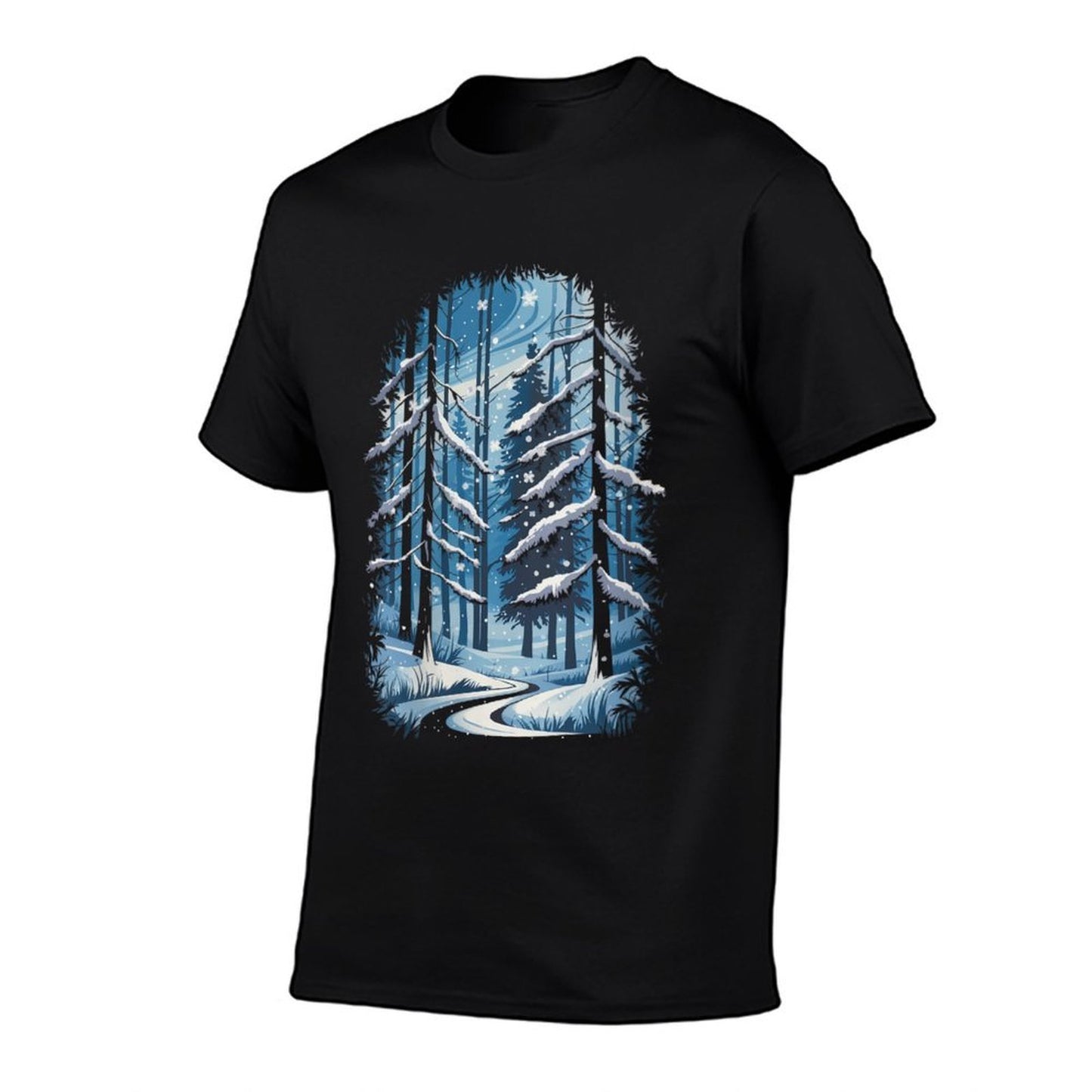 Womens Winter Twilight Forest Snow Nature Wilderness Cotton T-Shirt