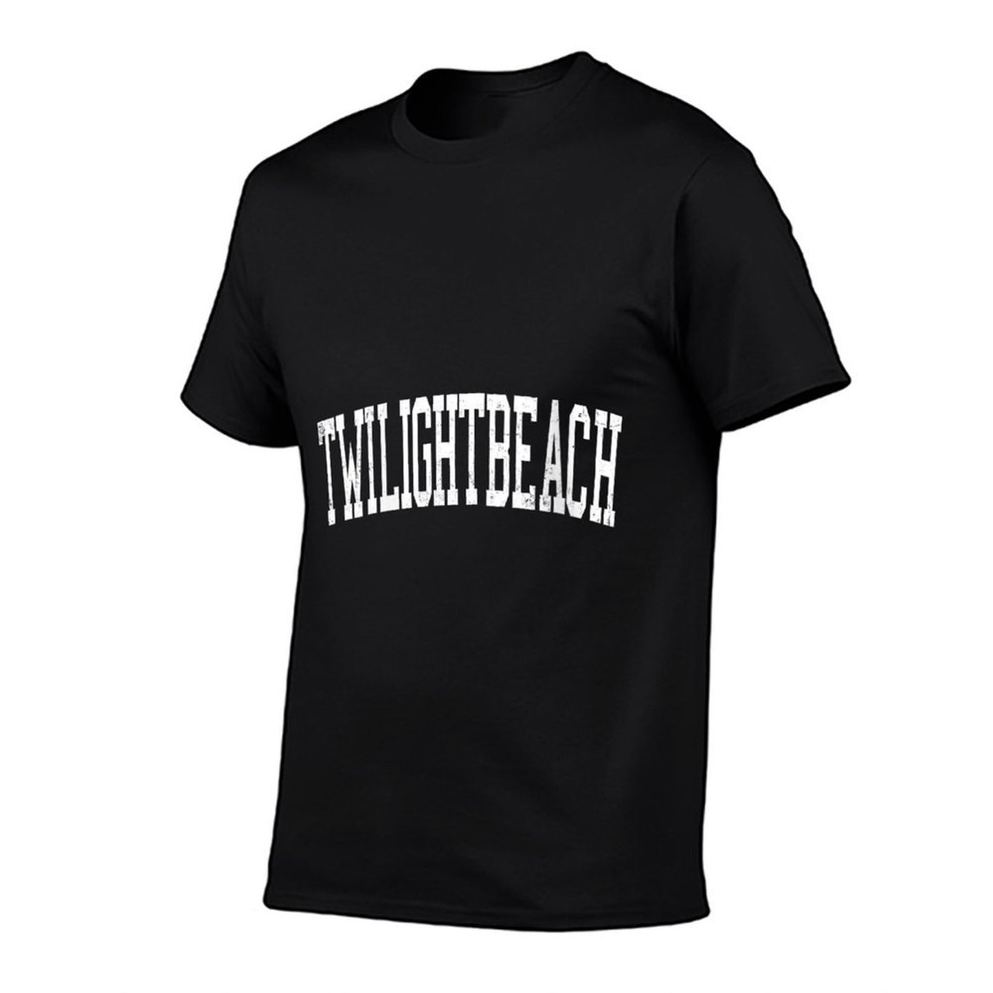 Womens Vintage Twilight Beach Distressed White Varsity Style Cotton T-Shirt