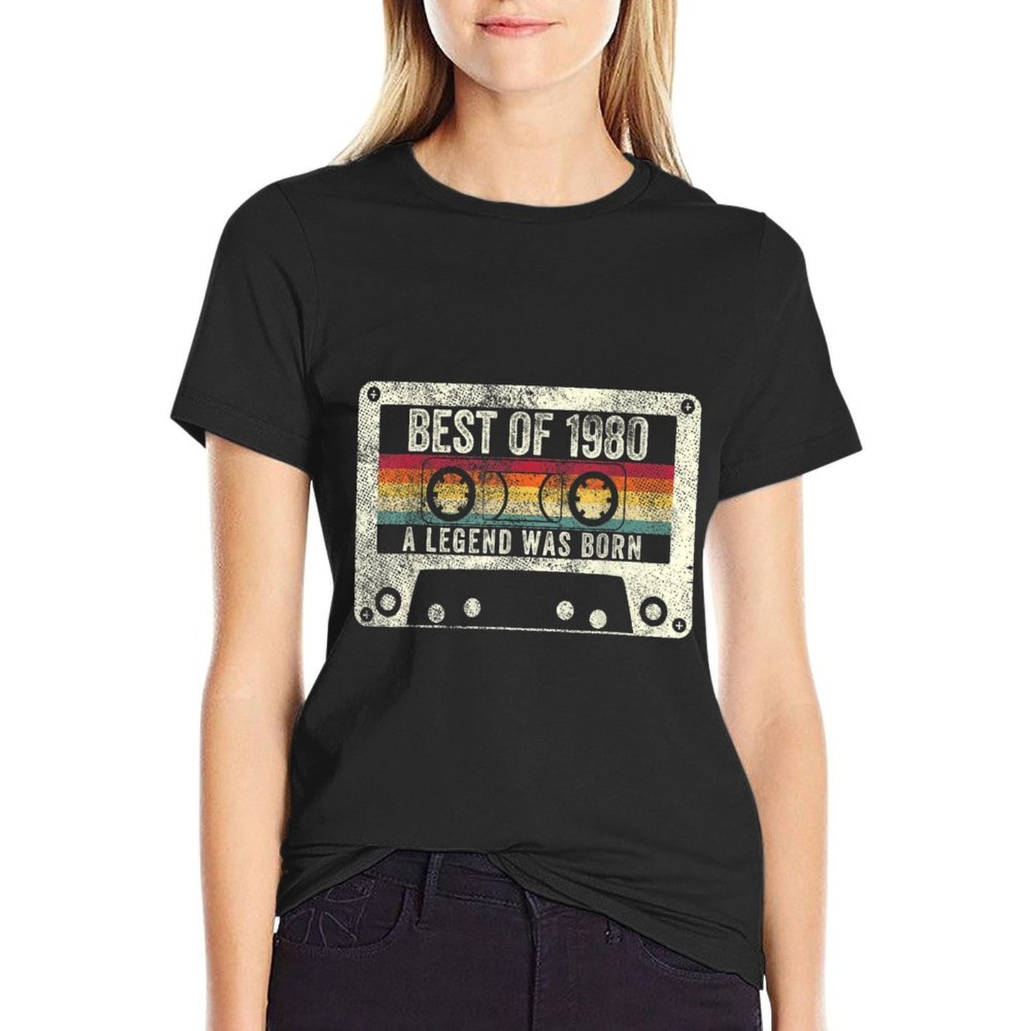 1980 40th Birthday Gift Vintage Cassette Men Women Legend Oversized Silhouette T-Shirt
