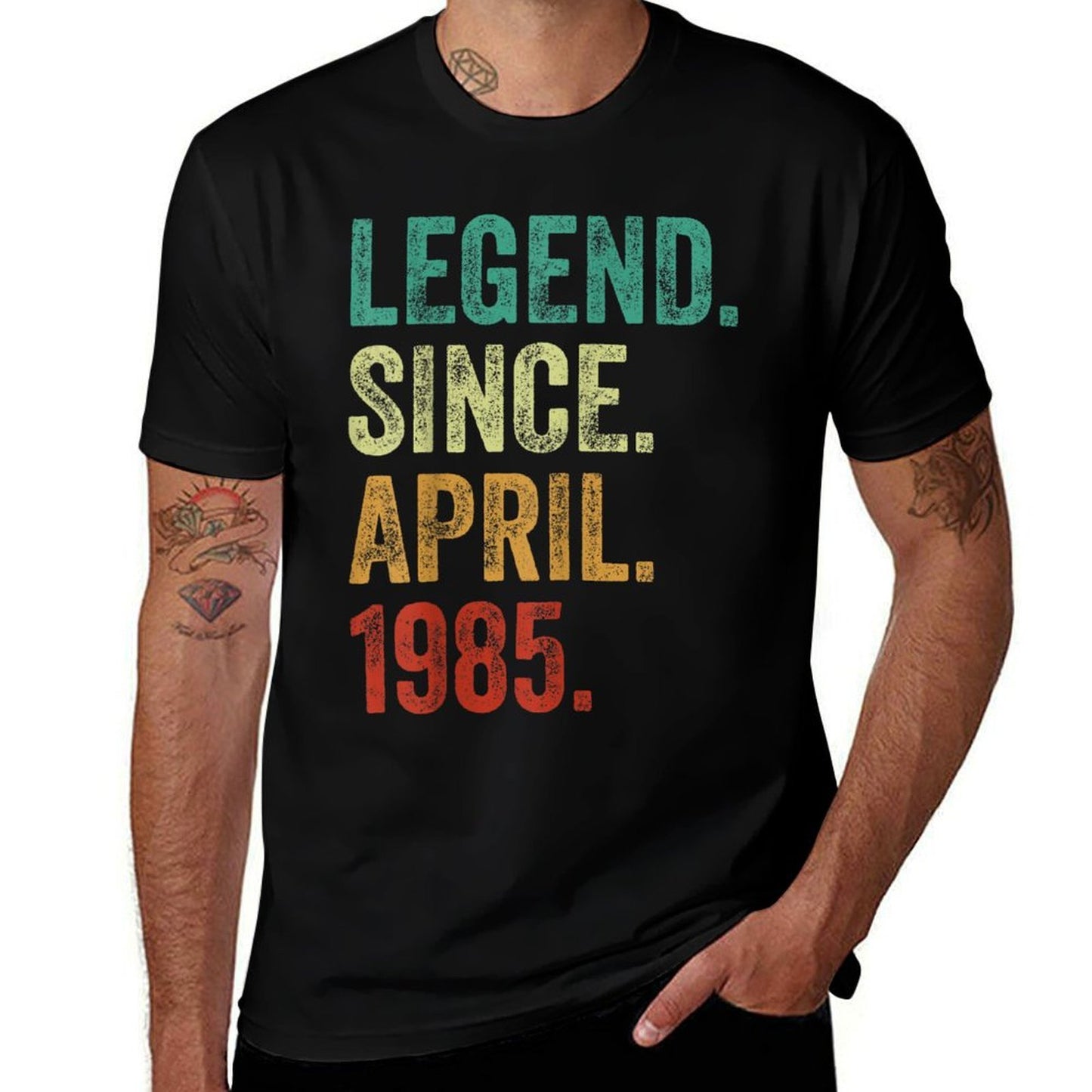 40 Years Old Legend Since April 1985 40th Birthday Ribbed Collar T-Shirt