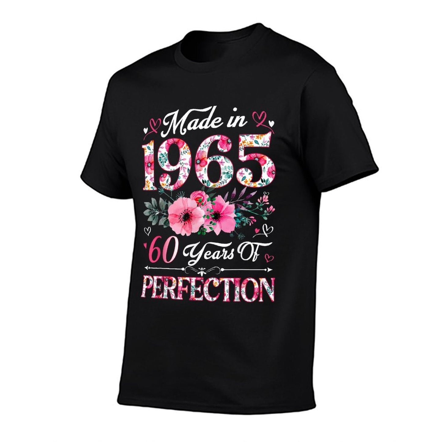 60 Year Old Made In 1965 Floral 60th Birthday Women Heathered Texture T-Shirt