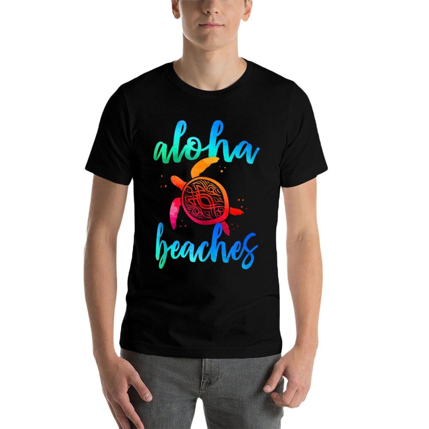 Watercolor Aloha Beaches Turtle Hawaiin Sea Turtles Wrinkle-resistant T-Shirt