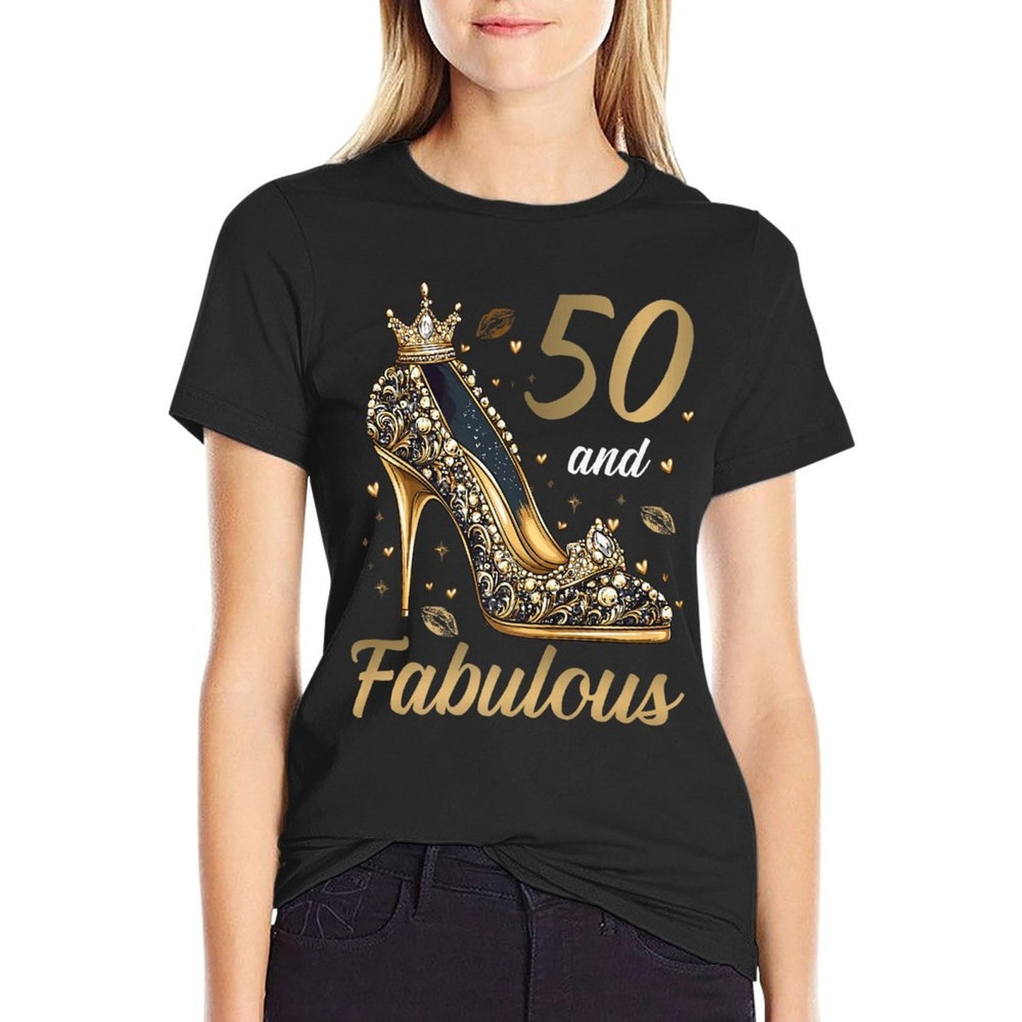50 And Fabulous 50 Years Old High Heels 50th Birthday Premium Fade-proof Color T-Shirt