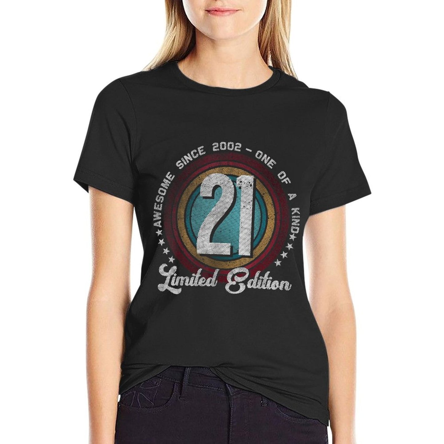 Vintage 2002 21 Year Old Gifts Limited Edition 21st Birthday Heathered Texture T-Shirt