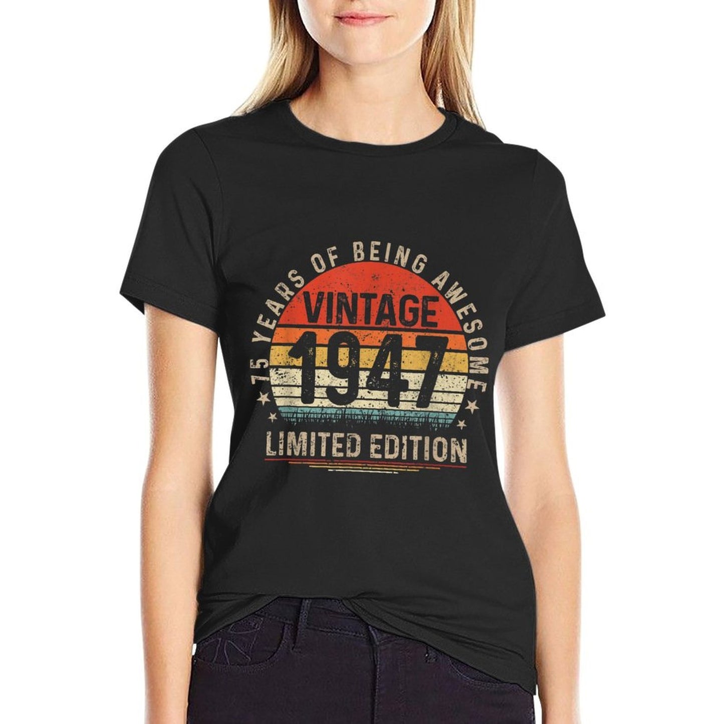 75 Year Old Gifts Vintage 1947 Limited Edition 75th Birthday Rolled Sleeves T-Shirt