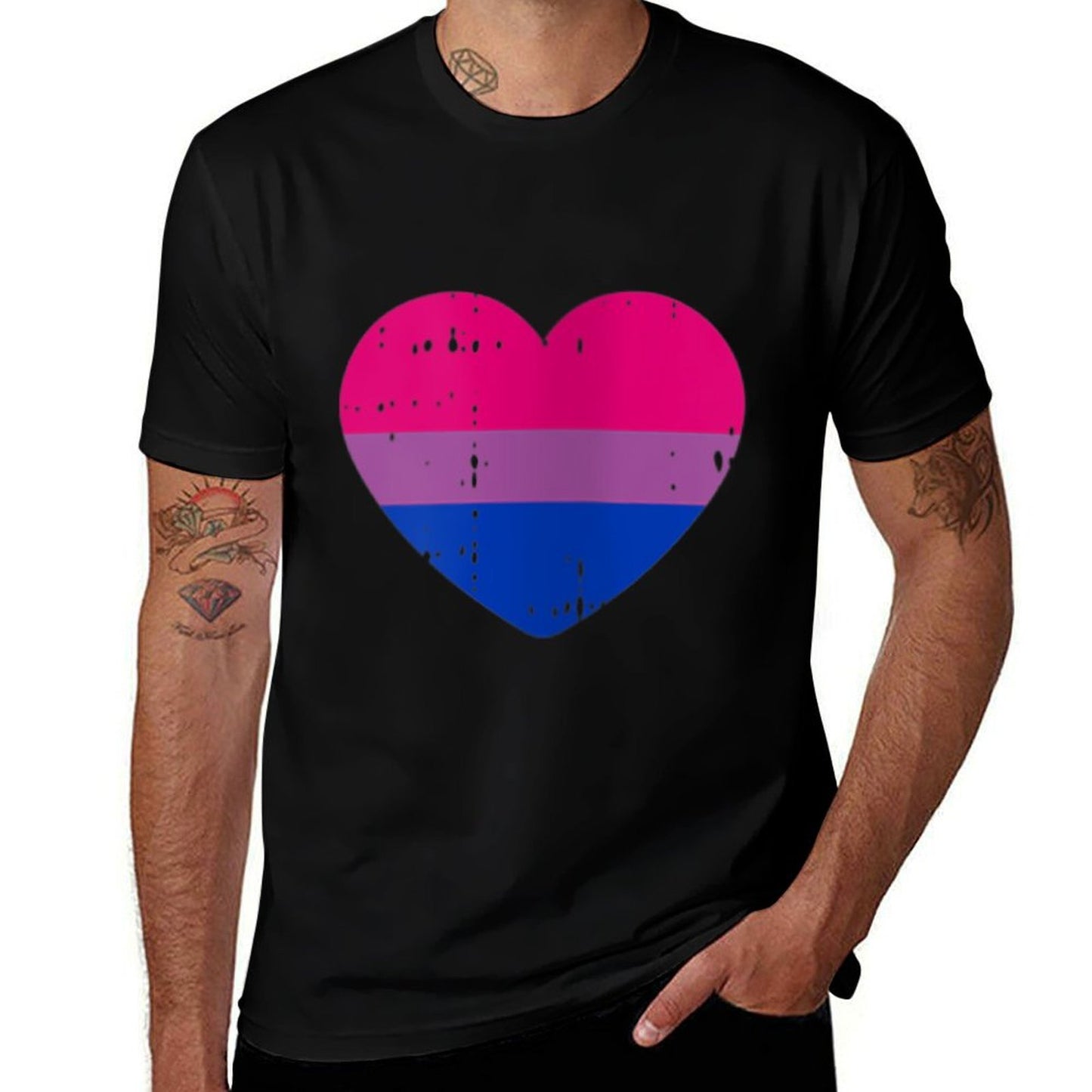 Womens Bisexual Heart Pocket LGBT-Q Gay Pride Love Men Women Wrinkle-resistant T-Shirt