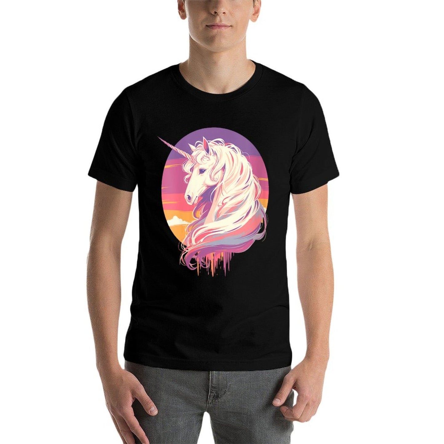Womens Majestic Sunset Unicorn Art Mystical Creature Fantasy Trendy Pattern T-Shirt