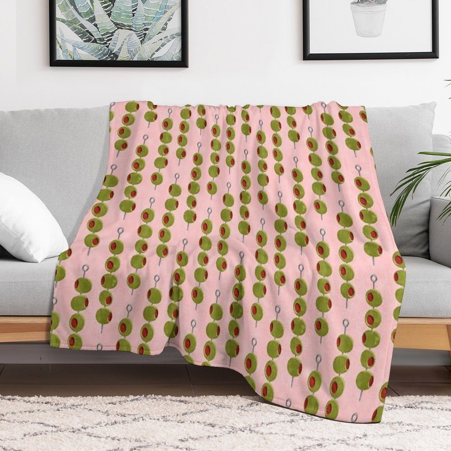 Martini Cocktail Olives - Olives on A Stick (pink) Machine-washable Throw Blanket