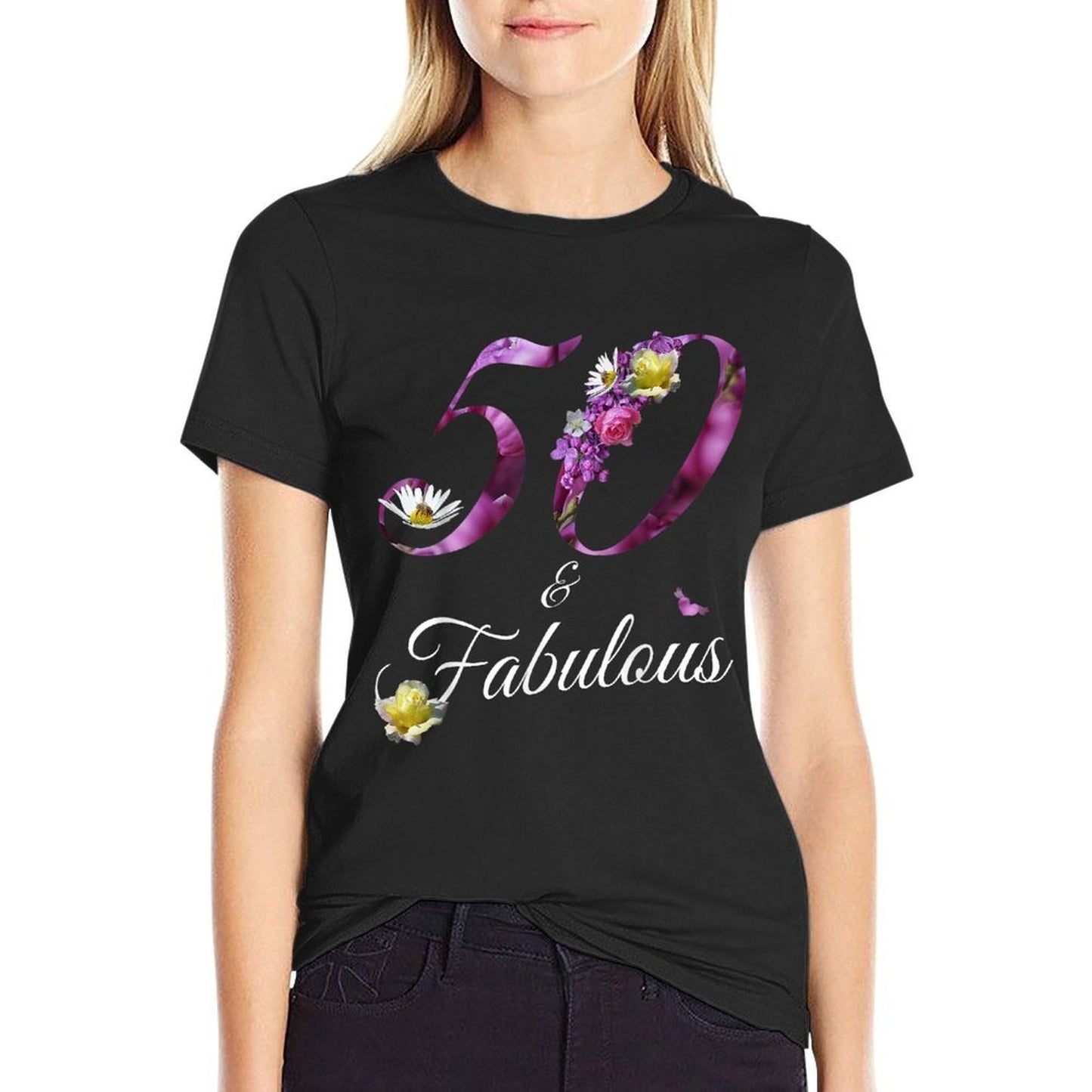 50 Year Old 50 & Fabulous Floral 1974 50th Birthday Gift Cotton T-Shirt