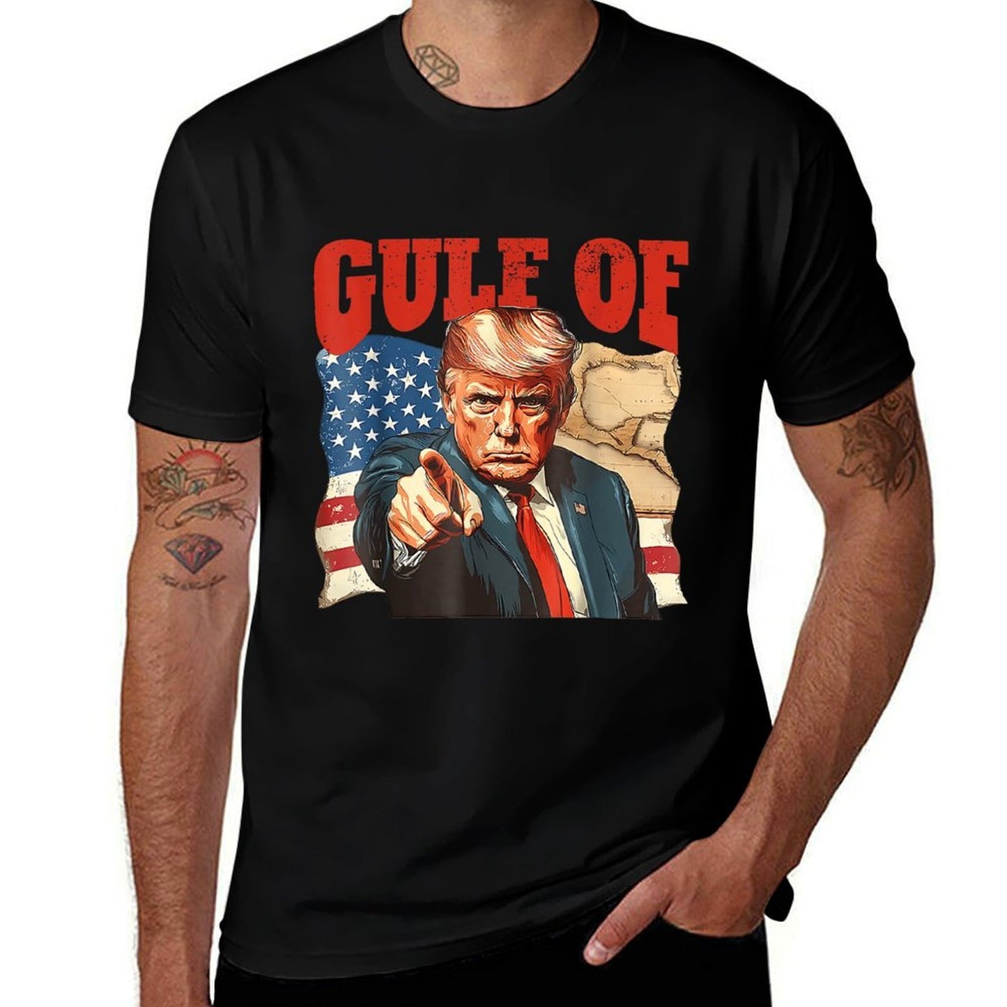 Welcome To America's Gulf, Funny Trump America's Gulf Trendy Pattern T-Shirt