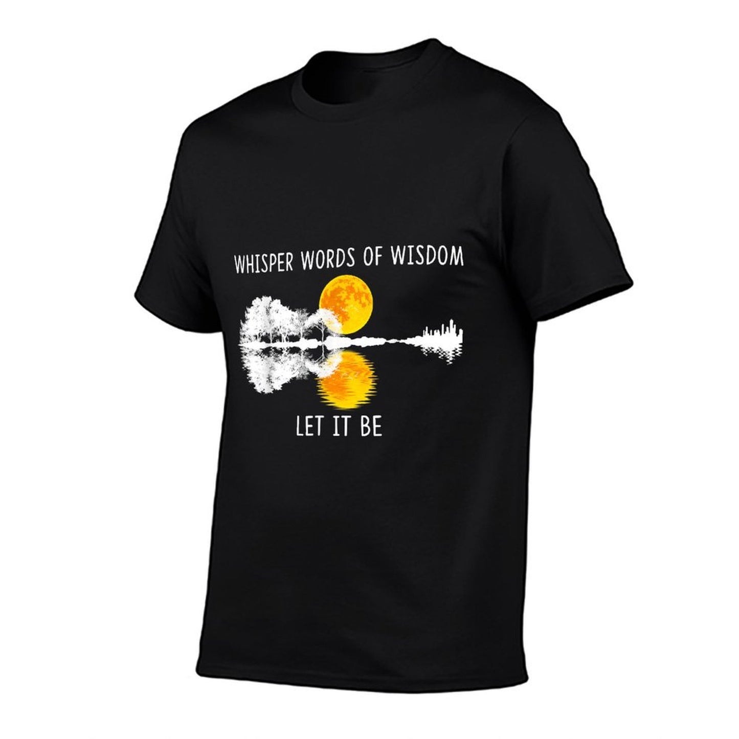 Whisper Words Of Wisdom Let-It Be Tshirt Guitar Lake Shadow Graphic-printed T-Shirt