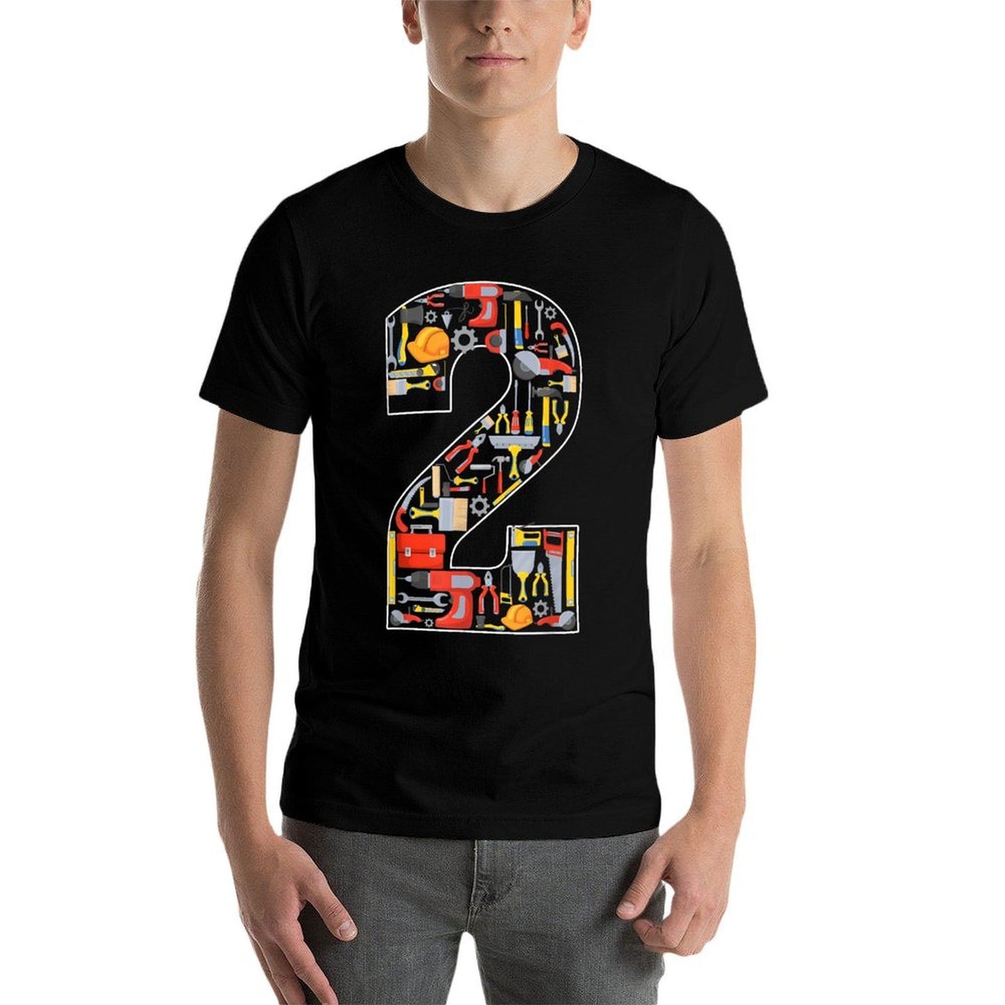 2nd Birthday Construction Building Tools Kids 2 Year Old Polyester Blend T-Shirt