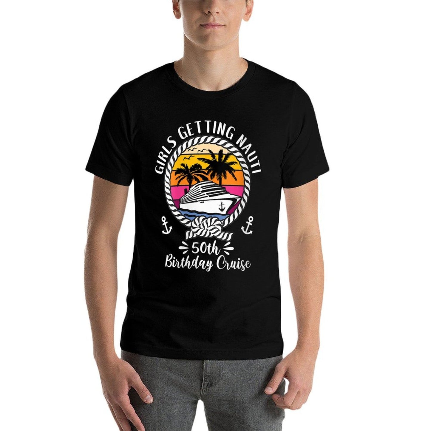 Womens Funny Girls Cruise Girls Getting Nauti 50th Birthday Cruise Eco-friendly Material T-Shirt