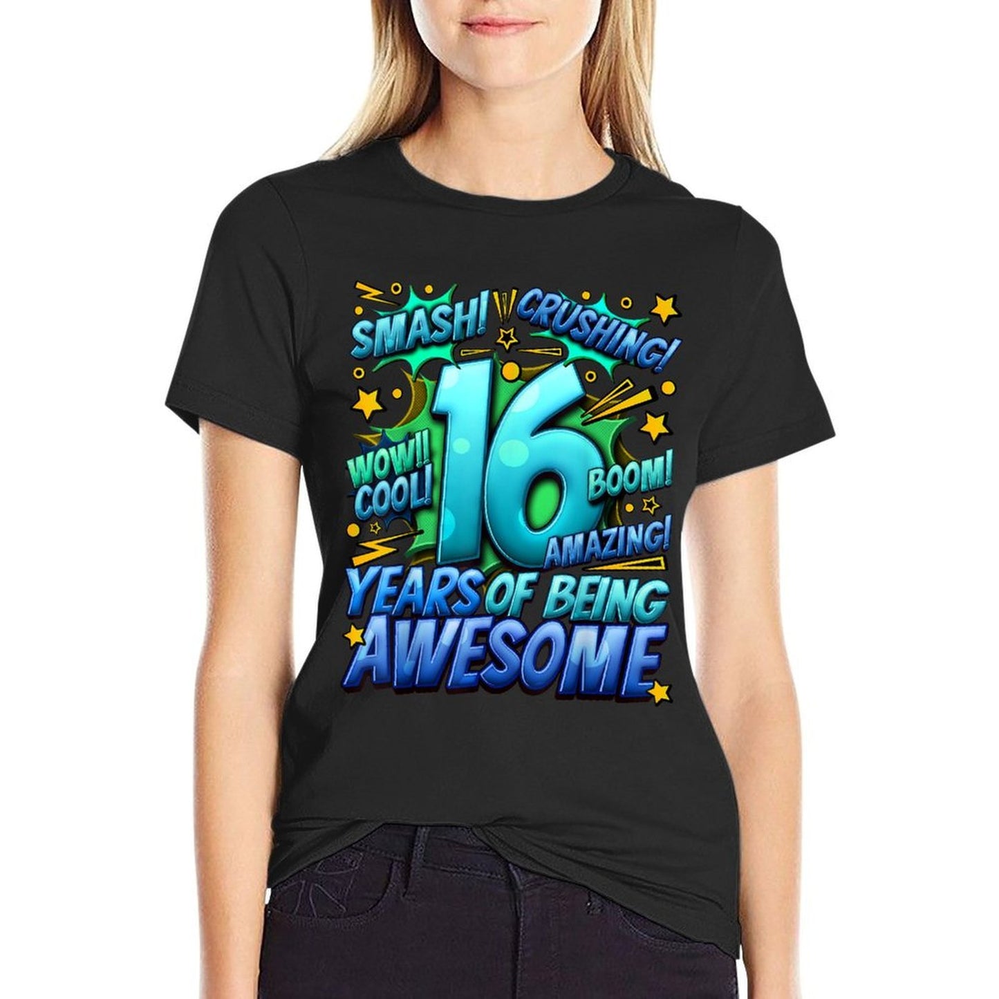16th Birthday Comic Style Awesome Since 2007 16 Year Old Boy Tagless Design T-Shirt