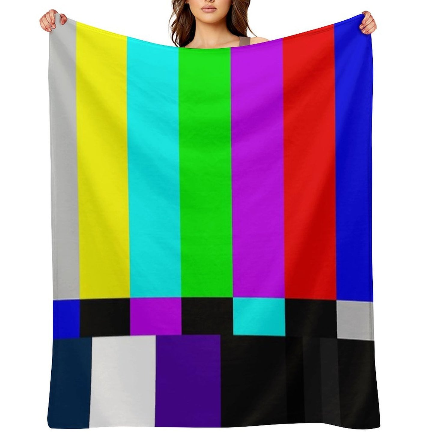 TV Color Bars White Background Velvety-soft Throw Blanket