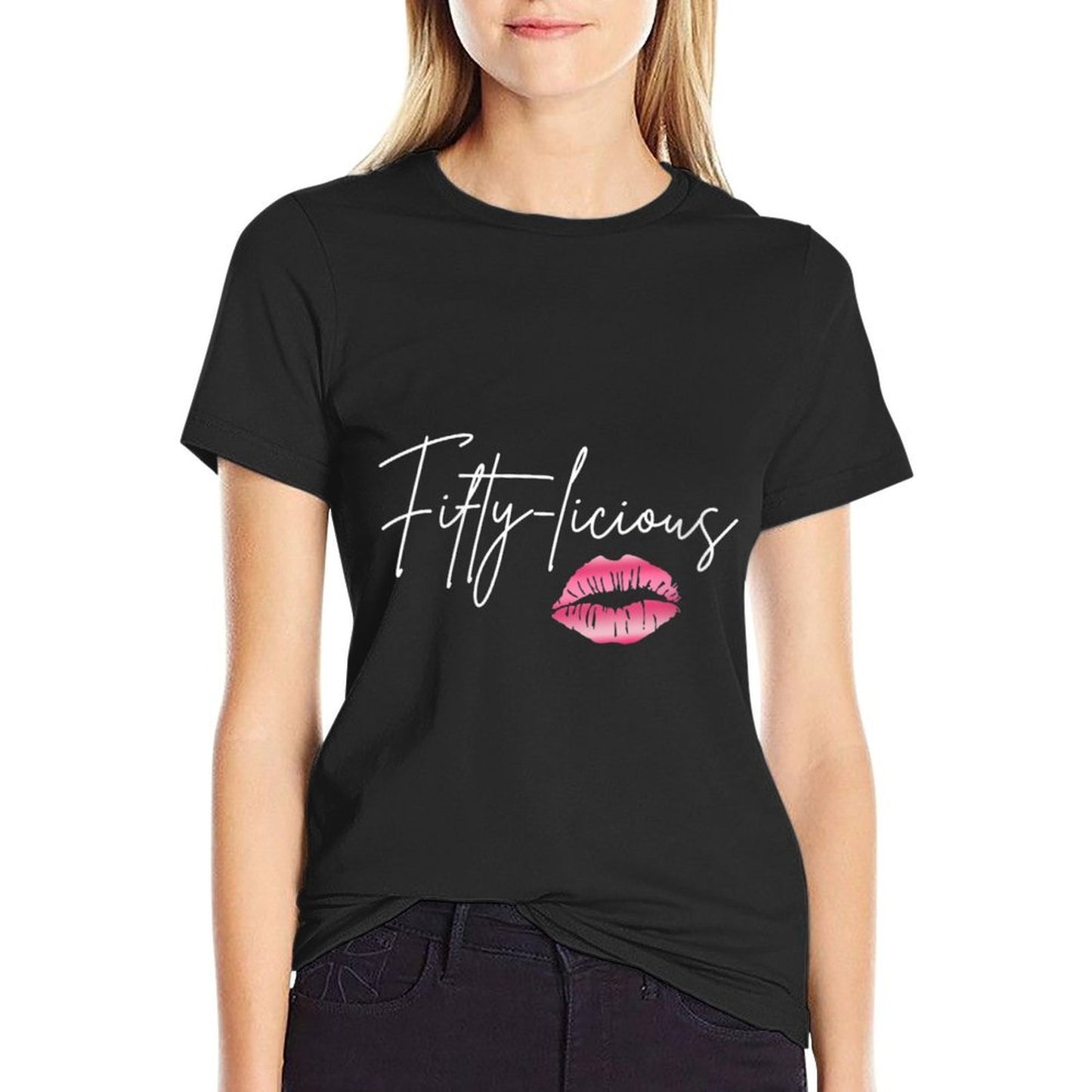 Womens Fifty Licious Funny 50th Birthday Queen 50 Years Birthday Slim-fit Cut T-Shirt