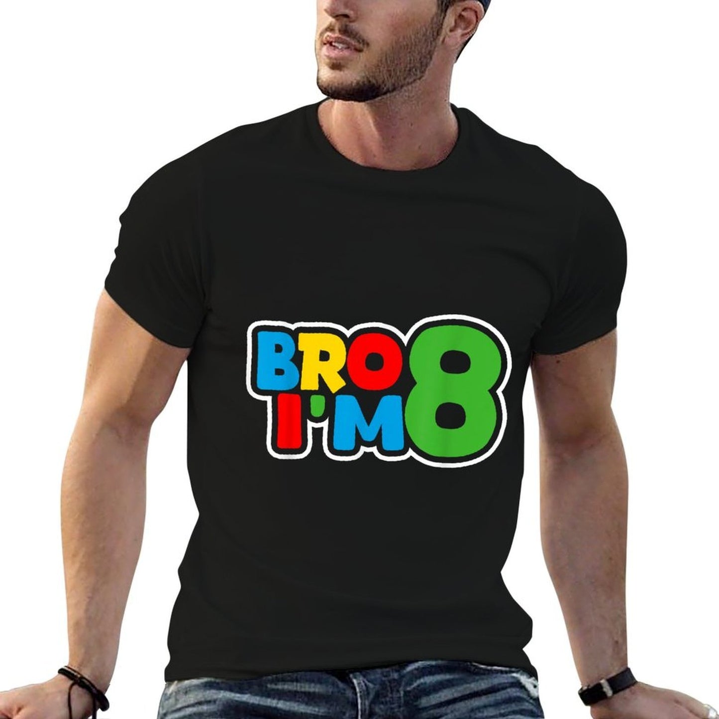 8th Birthday Boy Bro I’m 8 Year Old Four Party Summer-ready Fabric T-Shirt